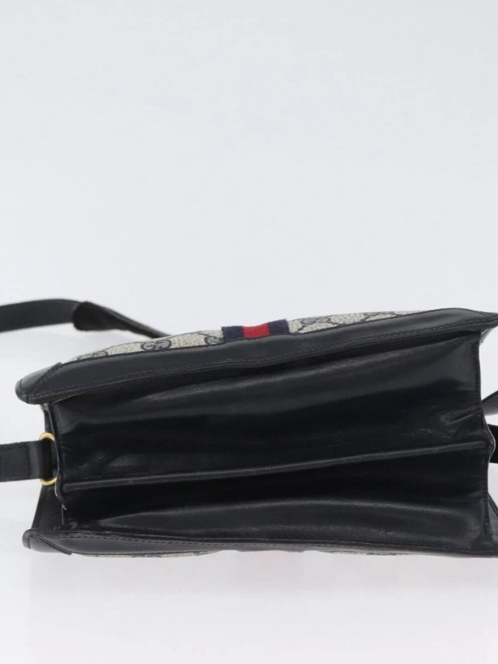 GUCCI GG Supreme Sherry Line Shoulder Bag PVC Navy Gold Auth 171984 - Picture 7 of 16